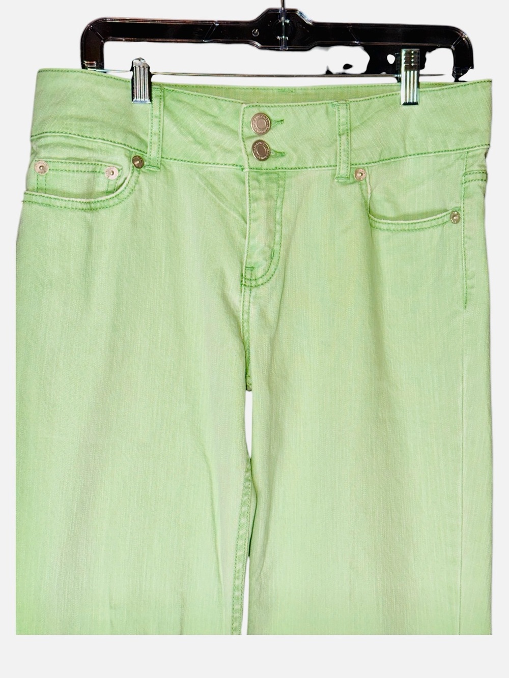 LONDONJEAN Stretch Premium Quality Denim PastelGreen FlareJeans Sz 10—#145 - Picture 3 of 5
